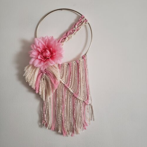 Sweet collection - Rose Fleur Macramé Capteur de rêves Papangue atelier créatif